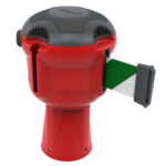 Rectratable safety barrier, Red with green/white tape