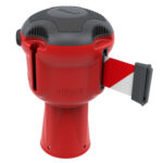 Rectratable safety barrier, Red with Red/white tape